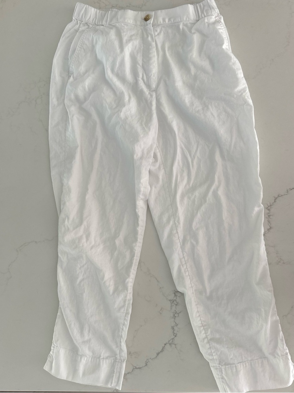 Banana Republic Factory White Linen-Blend Tapered Pants
